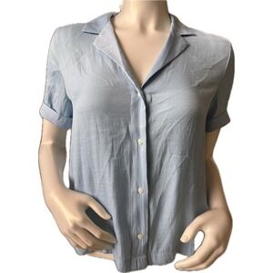 NWT‎ Banana Republic Women's Short Sleeve Button Down Shirt Blue Small Top